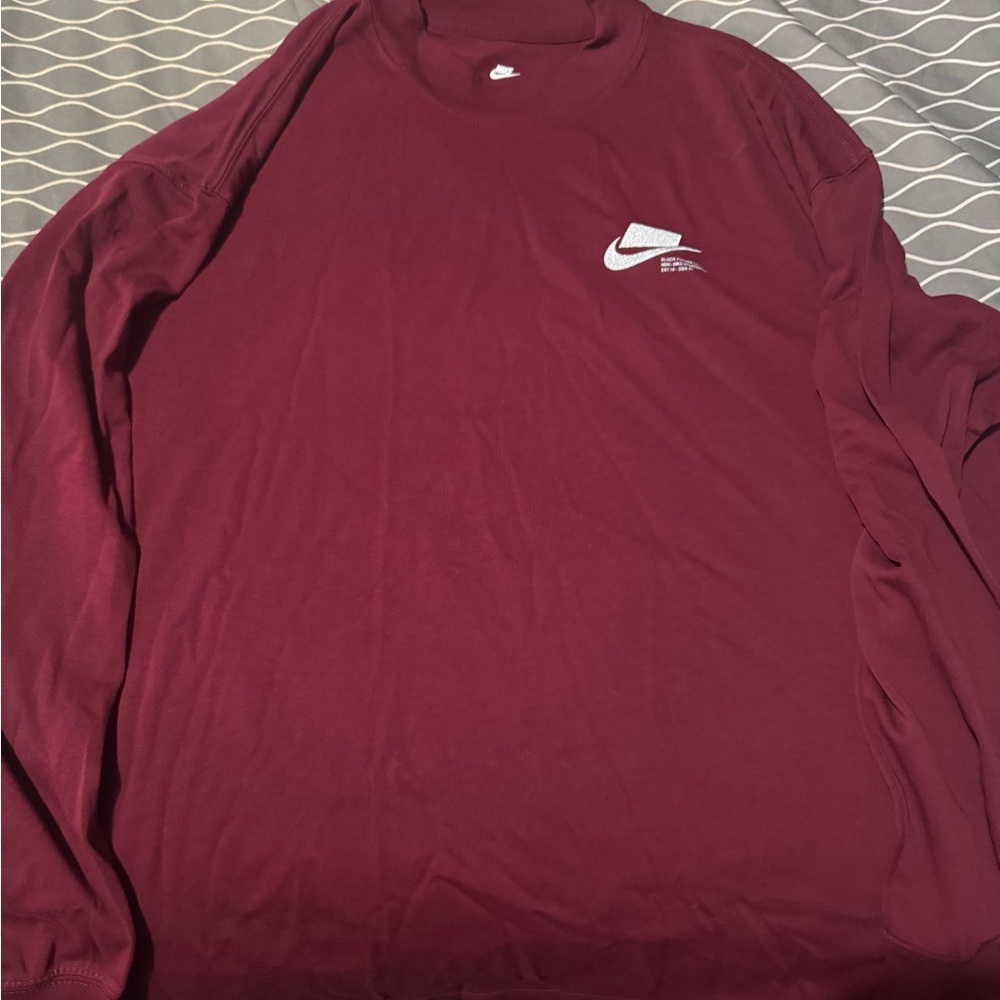 Nike Burgundy Block Futura Logo  Long Sleeve Tee